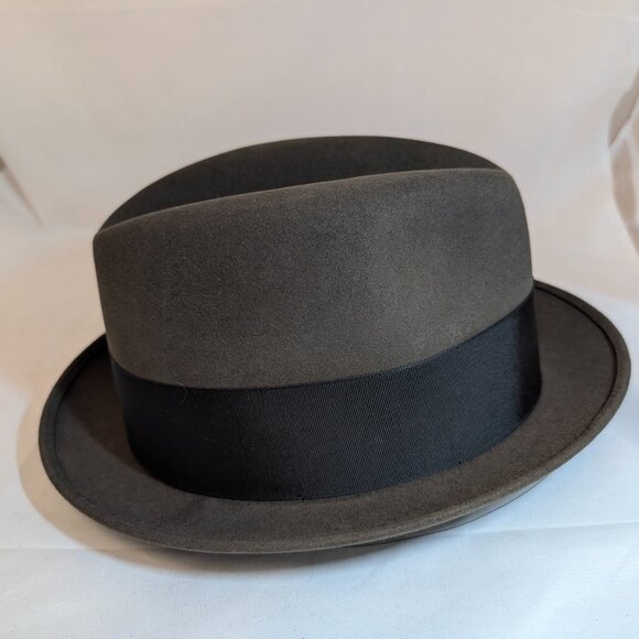 Vintage 50's Dobbs Gray Fedora with Feather - Size 7 1/4 EUC w/box - Picture 4 of 11